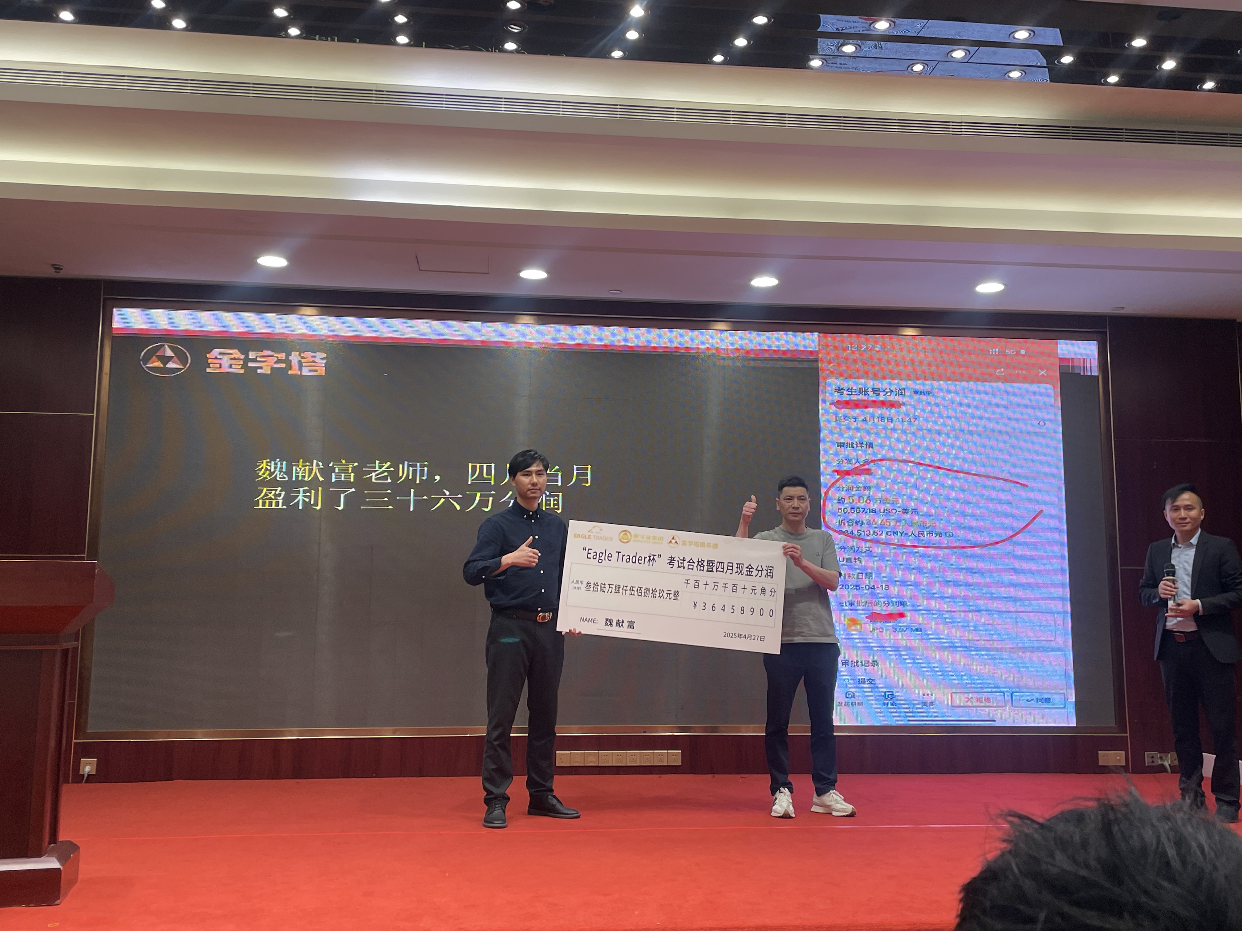 EagleTrader助力交易员圆梦：创单笔交易最高分润纪录，现场分润超30万